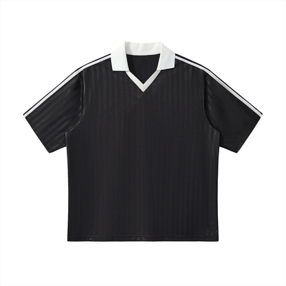 Contrast Collar Striped Soccer Jersey