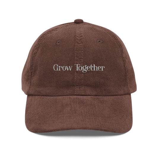 Brown Vintage Corduroy Cap - Grow Together Embroidered