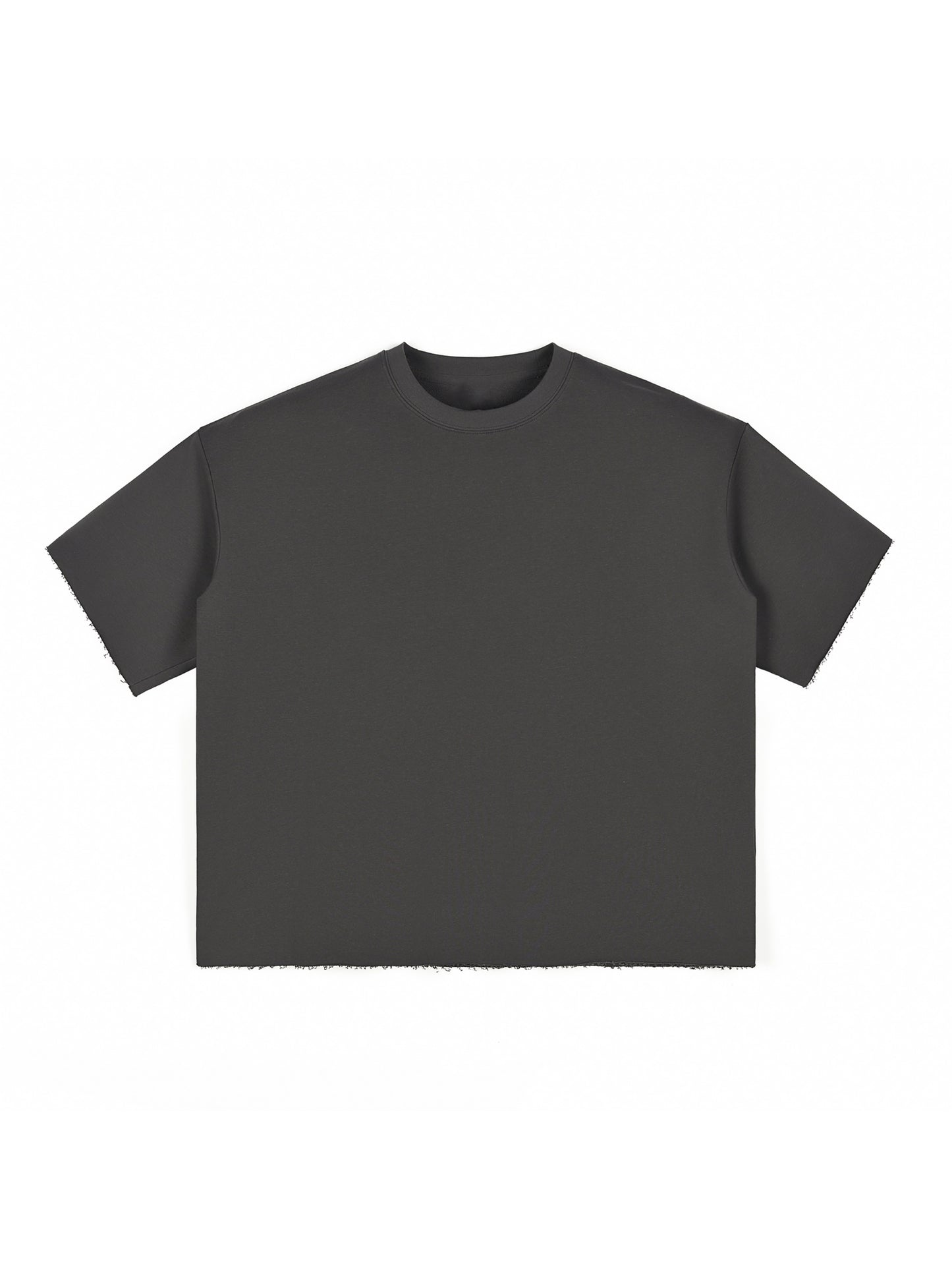 Boxy Half-Sleeve Raw-Edge T-Shirt